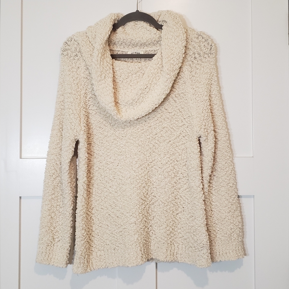 Umgee Cowlneck Sweater Cream Popcorn Teddy Bear Size Small